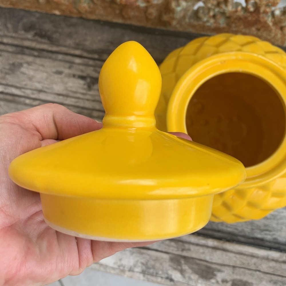 Bright Yellow Ceramic Jar with Lid - Picture 5 of 9